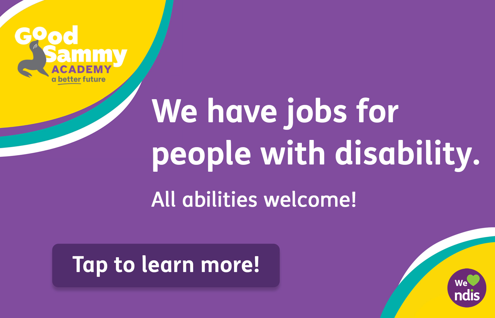 Jobs for people with disability. Tap to learn more. 