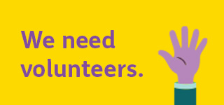We need volunteers. 'Hand raised' icon.