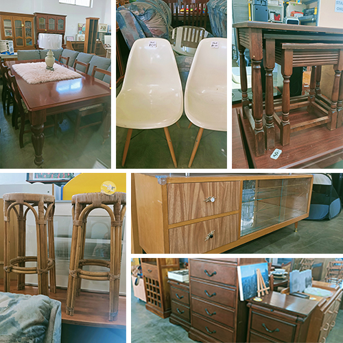 A collage of furniture found at the Gosnells clearance store