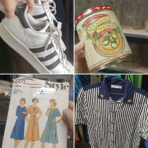 Vintage finds at Malaga - Adidas shoes, vintage tin and blouse 
