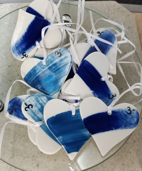 Heart shaped ceramic ornaments