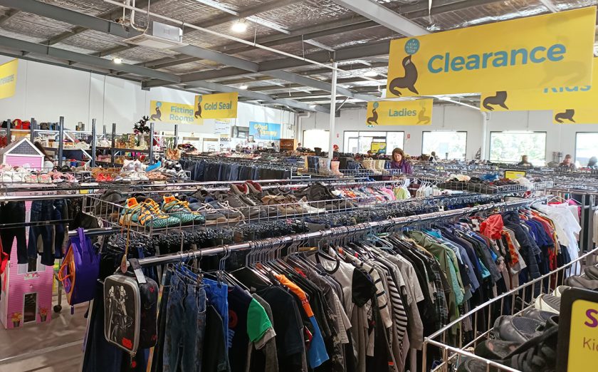 Inside Good Sammy Port Kennedy showing a huge number of clothing racks