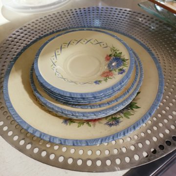 Gorgeous set of plates with light blue detailing