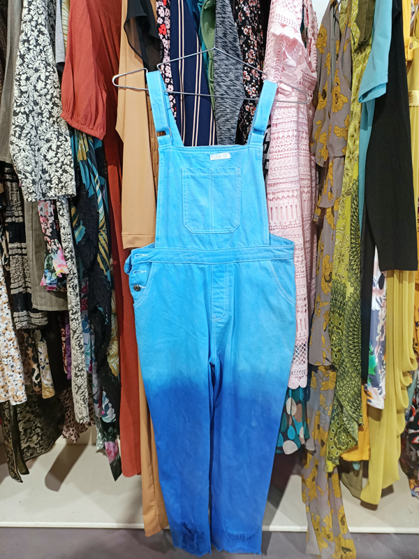 Bright blue overalls