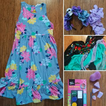 Photos of Day of the Dead costume items list (above)