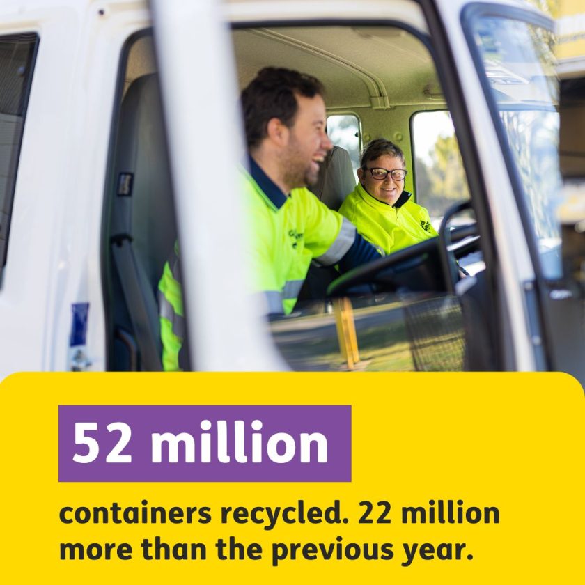 52 million containers recycled, 22 million more than the previous year.