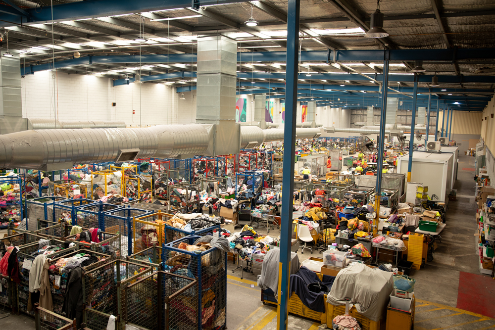 Overhead image of Good Sammy warehouse sorting facility