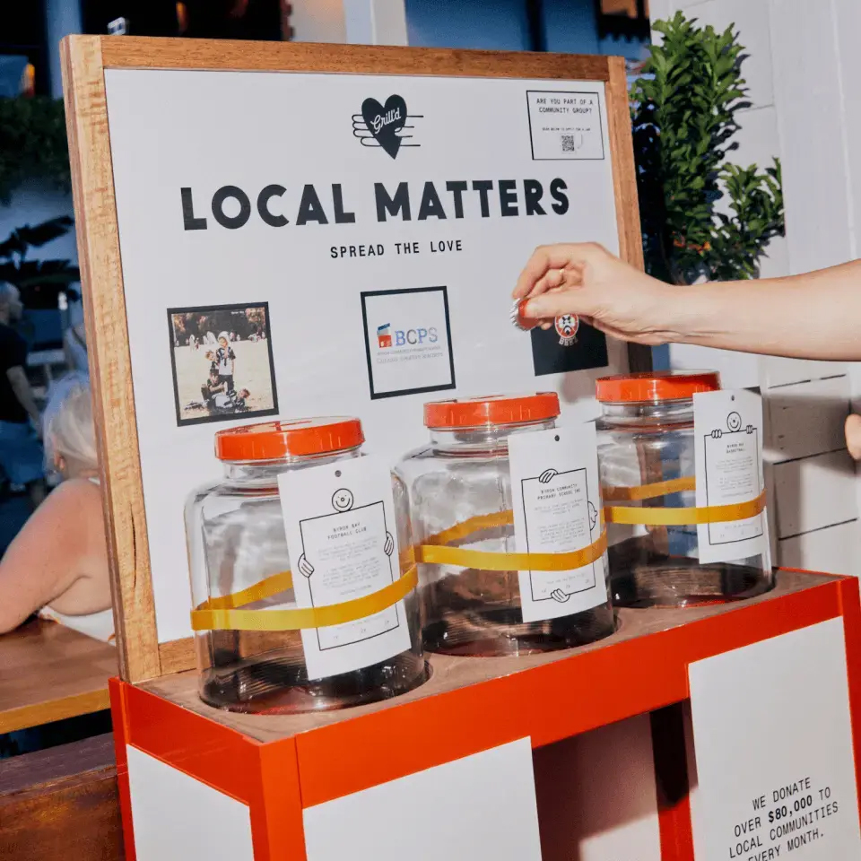 A photo of the Local Matter jars at Grill'd